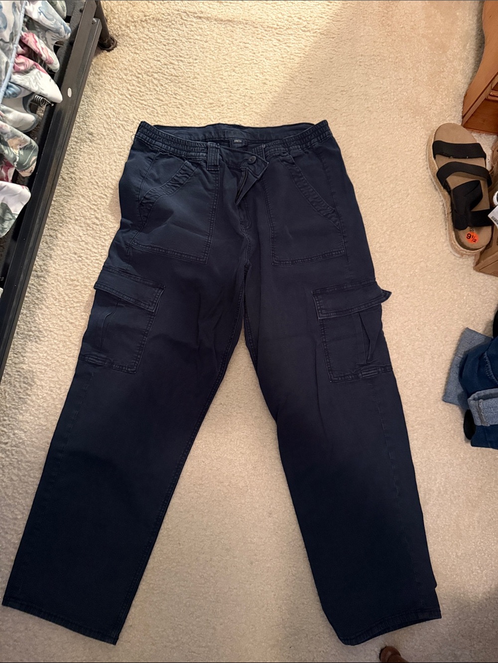 American Eagle Outfitters Dark Navy Cargo Pants with elastic waist